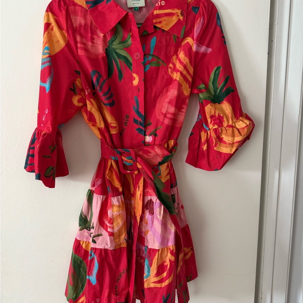 FARM Rio Red Floral Midi Dress